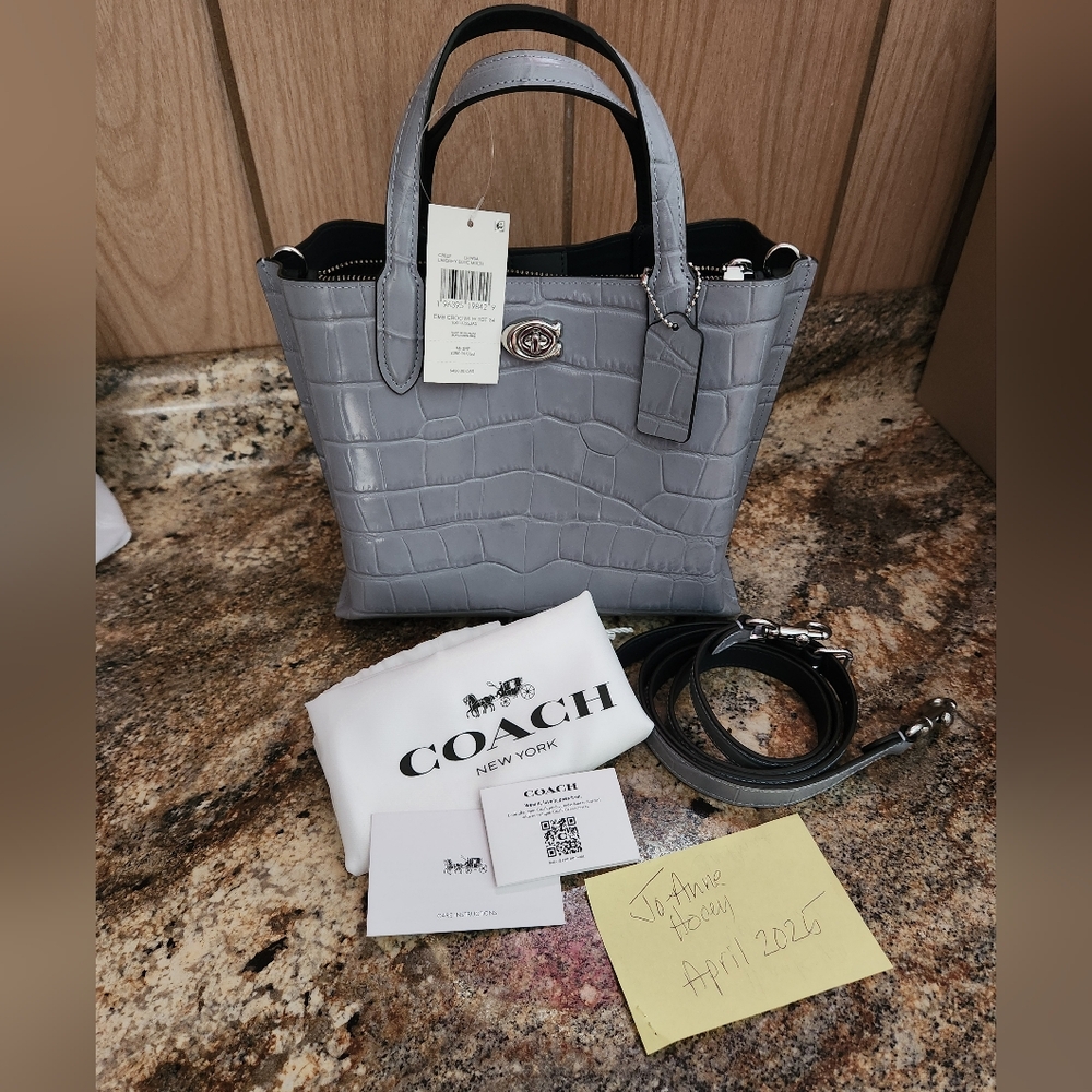 Coach Willow 24 In Grey/Blue Croc